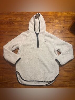 Tommy Hilfiger White Sherpa Hoodie with Black Trim